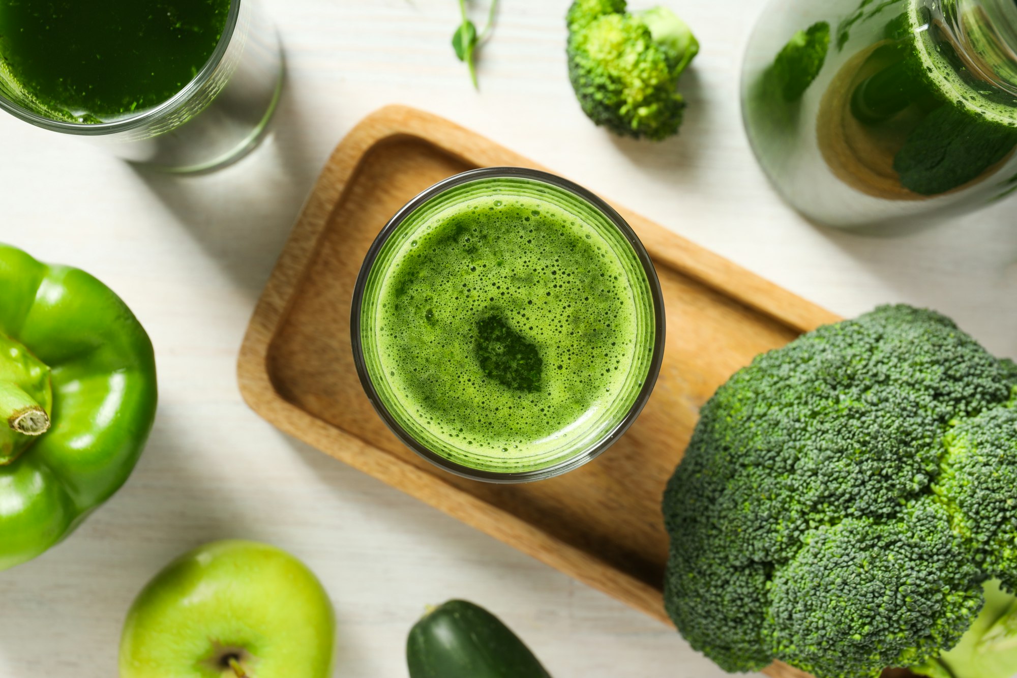 Green detox smoothie, concept of healthy nutrition and healthy lifestyle